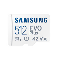 Samsung microSD Card EVO PLUS 512 GB, MicroSDXC, Flash memory class 10, SD adapter