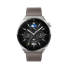 Huawei WATCH GT 3 Pro Smart watch, GPS (satellite), AMOLED, Touchscreen, Heart rate monitor, Activity monitoring 24/7, Waterproof, Bluetooth, Titanium Case with Gray Leather Strap