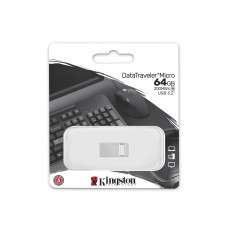 Kingston USB 3.2 Flash Drive  DataTraveler micro 64 GB, USB 3.2, Silver