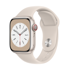 Apple Watch Series 8 GPS + Cellular MNHY3EL/A 41mm, Retina LTPO OLED, Touchscreen, Heart rate monitor, Waterproof, Bluetooth, Wi-Fi, Starlight, Starlight