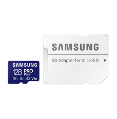 Samsung MicroSD Card with SD Adapter PRO Plus 128 GB, microSDXC Memory Card, Flash memory class U3, V30, A2, SD adapter