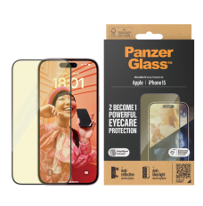 PanzerGlass Screen protector, Apple, iPhone 15, Glass, Clear, Eyecare