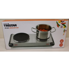 SALE OUT. Tristar KP-6248 Free standing table hob, Stainless Steel/Black | Free standing table hob | KP-6248 | Number of burners/cooking zones 2 | Stainless Steel/Black | DAMAGED PACKAGING, SCRTACHED ON SIDE, DENT KNOBS | Electric