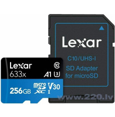 MEMORY MICRO SDXC 256GB UHS-I/W/ADAPTER LSDMI256BB633A LEXAR