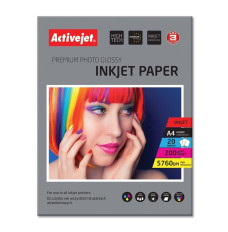 Activejet AP4-200G20 glossy photo paper; for ink printers; A4; 20 pcs