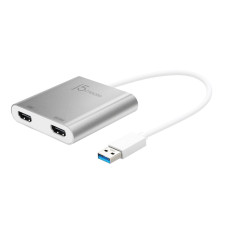 j5create JUA365 USB™ 3.0 to Dual HDMI Multi-Monitor Adapter, Silver