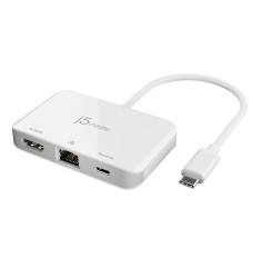 Docking station j5create USB-C to 4K HDMI Ethernet Adapter 1x4K HDMI/1xUSB-C/1xRJ45 Gigabit; colour white JCA351-N
