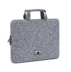 RIVACASE Anvik 13.3" Laptop sleeve, light grey, with handle, waterproof material, plush interior, back pocket for smartphone, business cards, accessories