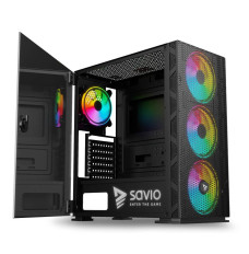 SAVIO PC Case Raptor X1 ARGB Glass/Mesh Black