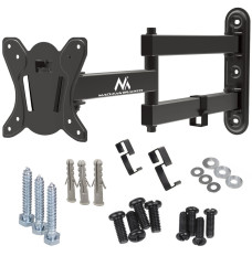 Maclean MC-417 Full Motion TV Monitor Wall Mount 13-32" 30kg max. VESA 100x100 Black Powder Coated Universal Holder Bracket Adjustable Wall Distance Rotating Tilting