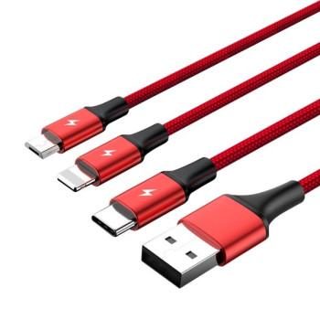 Charging cable 3-in-1 USB - USB-C microUSB/ Lightning, 1,2m; C4049RD