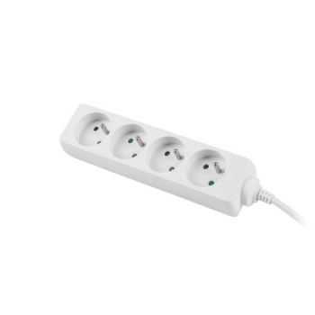 Power strip 1.5m, white, 4 sockets, cable made of solid copper