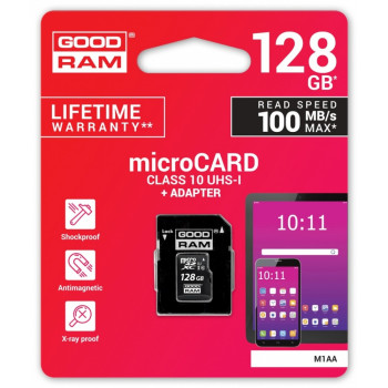 Memory card microSDHC 128GB CL10 UHS I + adapter