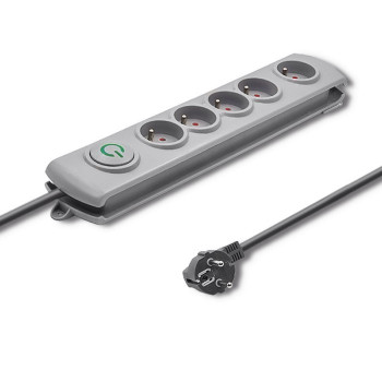 Surge protector 5 sockets 1.8m gray