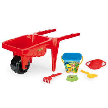 Wader Gigant wheelbarrow red witha set of sand