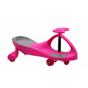 Ride-on Swing Car - model 8097 Rubber wheels LED pink-grey