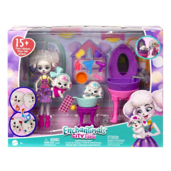 Doll Enchantimals Poodle Grooming Salon with color change