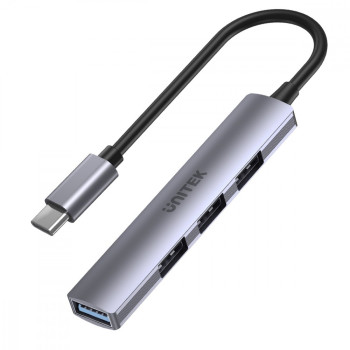 HUB USB-C; 3x USB-A 2.0 1x USB-A 5 Gbps alu