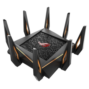 Asus GT-AX11000 Tri-band WiFi Gaming Router ROG Rapture 802.11ax 4804+1148 Mbit/s 10/100/1000 Mbit/s Ethernet LAN (RJ-45) ports 4 Mesh Support Yes MU-MiMO No No mobile broadband Antenna type 8xExternal 2 x USB 3.1 Gen 1