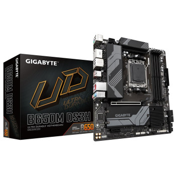 Gigabyte B650M DS3H 1.0 M/B Processor family AMD, Processor socket AM5, DDR5 DIMM, Memory slots 4, Supported hard disk drive interfaces 	SATA, M.2, Number of SATA connectors 4, Chipset B650, Micro ATX