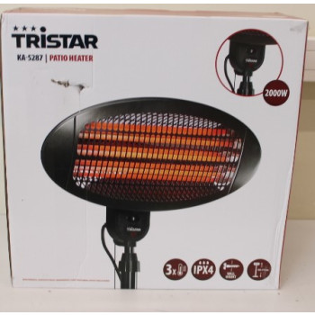 SALE OUT.Tristar KA-5287 Patio Heater, Black Tristar Heater KA-5287 Tristar Patio heater 2000 W Number of power levels 3 Suitable for rooms up to 20 m² Black DAMAGED PACKAGING, SCRATCHES RIGHT ON THE SIDE IPX4 | Tristar | Heater | KA-5287 | Patio heater |