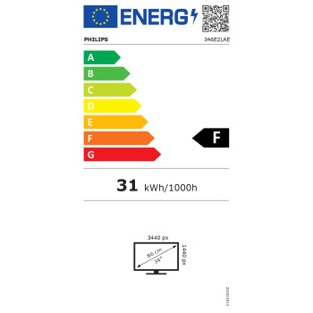 Philips Monitor  346E2LAE 34 ", VA, WQHD, 3440 x 1440, 21:9, 4 ms, 300 cd/m², HDMI ports quantity 1, 100 Hz