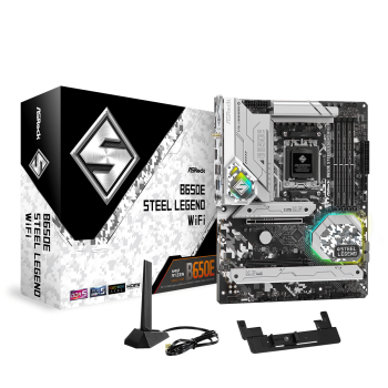 ASRock B650E Steel Legend WiFi Processor family AMD, Processor socket AM5, DDR5 DIMM, Memory slots 4, Supported hard disk drive interfaces SATA3, M.2, Number of SATA connectors 2, Chipset AMD B650, ATX