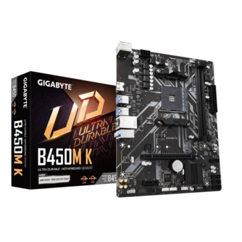 Gigabyte B450M K 1.0 Processor family AMD Processor socket AM4 DDR4 DIMM Supported hard disk drive interfaces SATA, M.2 Number of SATA connectors 4