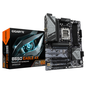 Gigabyte B650 EAGLE AX Processor family AMD Processor socket AM5 DDR5 Supported hard disk drive interfaces M.2, SATA Number of SATA connectors 4
