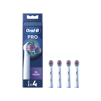 Oral-B | Replaceable toothbrush heads | EB18-4 3D White Pro | Heads | For adults | Number of brush heads included 4 | White