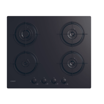 Candy Hob | CVW6BB | Gas on glass | Number of burners/cooking zones 4 | Knobs | Black