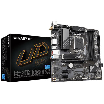 Mainboard GIGABYTE Intel B760 Express LGA1700 Micro-ATX Memory DDR5 Memory slots 4 2xPCI-Express 3.0 1x 1xPCI-Express 4.0 16x 2xM.2 1xHDMI 2xDisplayPort 2xAudio-In 1xAudio-Out 2xUSB 2.0 3xUSB 3.2 1xUSB-C 1xPS/2 1xRJ45 B760MDS3HAX1.2