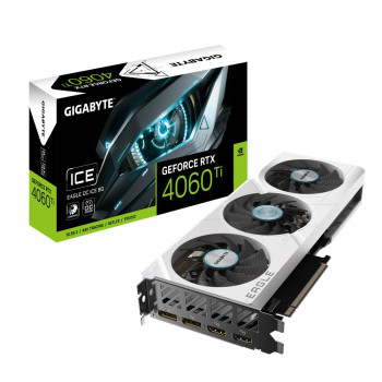 Graphics Card GIGABYTE NVIDIA GeForce RTX 4060 Ti 8 GB GDDR6 128 bit PCIE 4.0 16x GPU 2550 MHz 2xHDMI 2xDisplayPort GV-N406TEAGLEOCICE-8GD