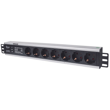 Intellinet 19" 1.5U Rackmount 7-Way Power Strip - German Type", With Surge Protection, 3m Power Cord