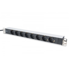 Power strip PDU 19 ", 1U, 8 sockets, power: 16A, 4000W, aluminum, 2m