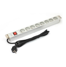 PDU 19 "rack, 8 slots Type E, Schuko plug, 1.8m cable, aluminum switch