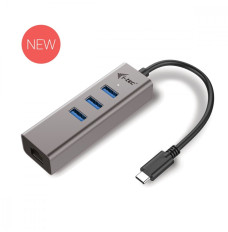 USB-C Metal 3-portowy HUB z adapterem Gigabit Ethernet
