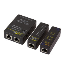 Network cable tester with PoE finder
