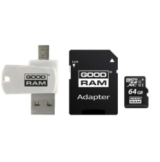 microSDHC card 64GB CL10 + adapter + card reader