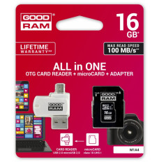 microSDHC card 16GB CL10 + adapter + reader