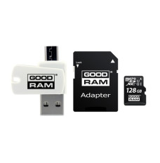 MicroSDHC card 128GB CL10 + adapter + reader