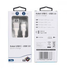 Cable USB 3.0 - USB C 2m PREMIUM 3A white TPE