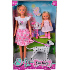 Dolls Steffi Love Steffi and Evi walking with the dog