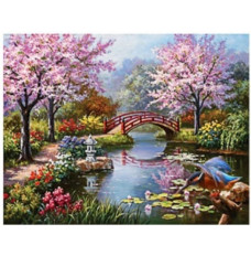 Diamond mosaic - Pond in the pink garden