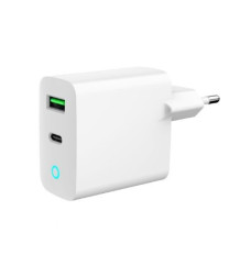 USB-A USB-C Charger LED 20W PD QC3.0 White