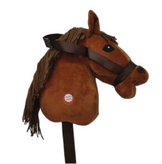 Brown horse head on a stick with sound