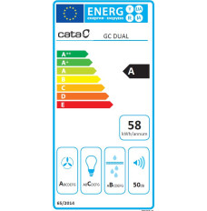 CATA Hood GC DUAL A 45 XGWH Canopy, Energy efficiency class A, Width 45 cm, 820 m³/h, Touch control, LED, White glass