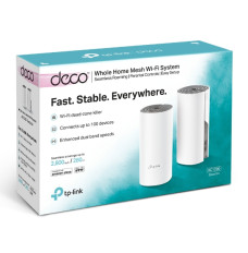TP-LINK C1200 Whole Home Mesh Wi-Fi System Deco E4 (2-pack)	 802.11ac, 867+300 Mbit/s, 10/100 Mbit/s, Ethernet LAN (RJ-45) ports 2, Mesh Support Yes, MU-MiMO Yes, Antenna type 2xInternal
