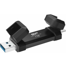 SILICON POWER DS72 Dual USB-C/USB 3.2 Gen 2 Portable External SSD, 1TB, Black | Portable External SSD | DS72 | 1000 GB | USB Type-A, USB Type-C 3.2 Gen 2 | Black