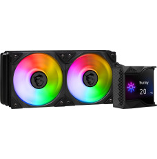 MSI MPG CORELIQUID D240 Liquid CPU Cooler '240mm Radiator, 2.4'' LCD display with fan, 3x 120mm ARGB PWM Fan, Center, Supports Intel and AMD Platforms, Cooled by ASETEK'